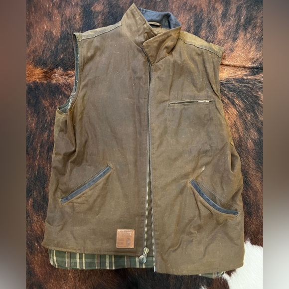 Outback Trading Company® Gilet da uomo in pelle oliata marrone Sawbuck 2143-BNZ